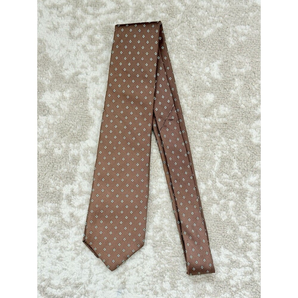 Vintage Feisons Men's Brown 100% Silk Formal Micro Diamond Design Necktie